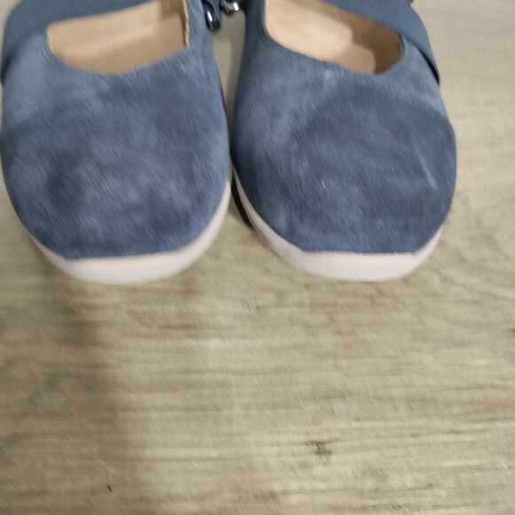 Vionic Blue Suede Shelby Elastic Straps Women's Mary Jane Shoes Size 11 - Picture 4 of 9